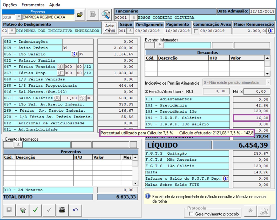 é realizado o cálculo de IRRF sobre salário na quitação Base de Conhecimento Social